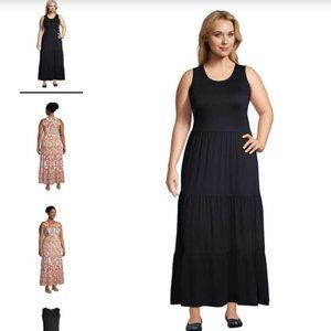 Womens Tiered Maxi Dress Solid EUC Plus Size